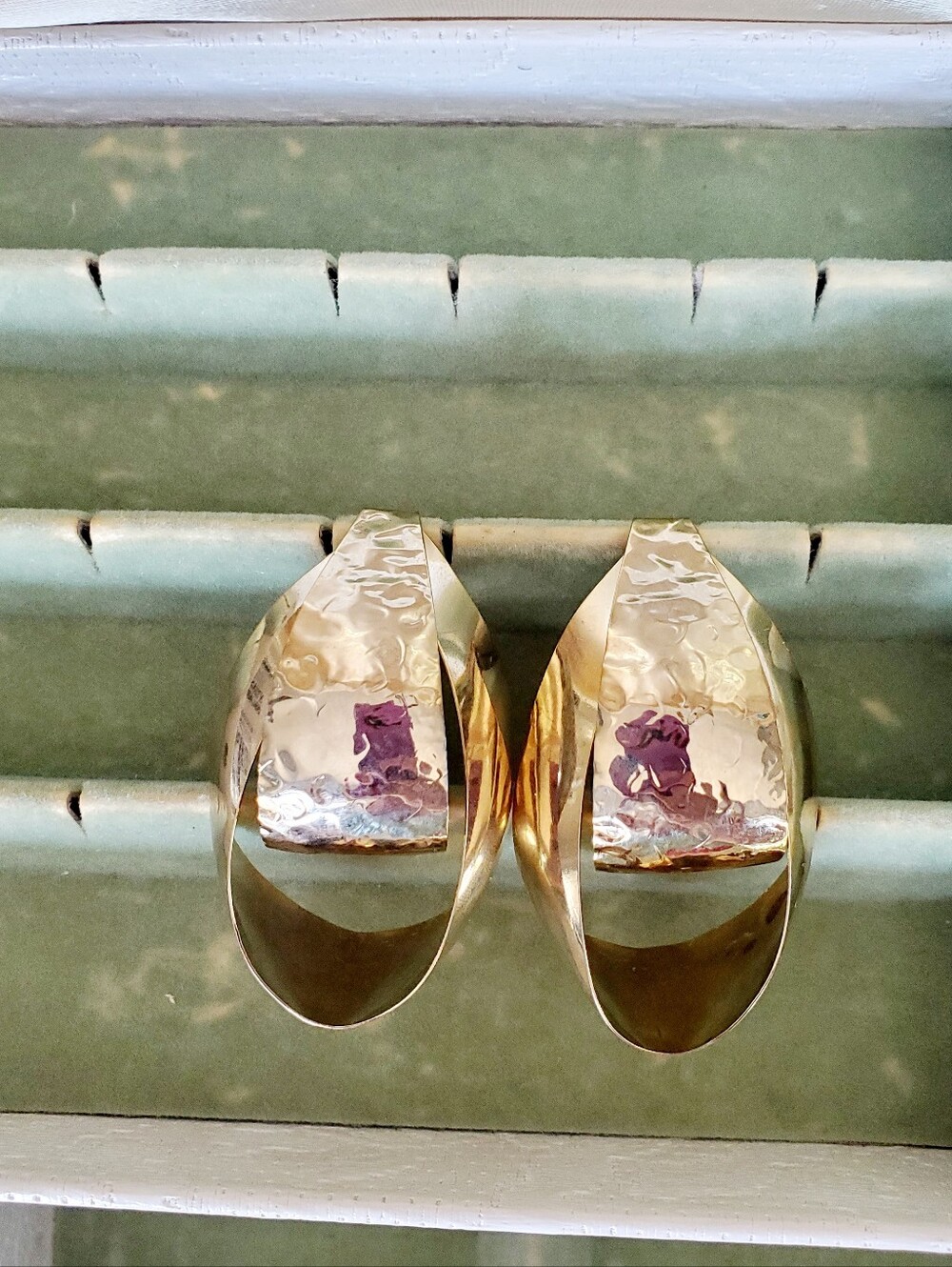 Gold-Tone Hammered Hoop Earrings - Elegant Women’s Jewelry